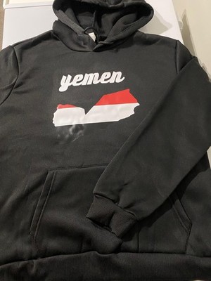 Yemen Flag Black Full-zip Hoodie Printed