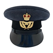 Mens No 1 Dress RAF Warrant Officer Peaked Cap Issued Parade + Metal Badge 55 cm