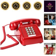 Retro Mechanical Ringer Landline Phone in Red - Stylish Emergency Communication