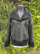 Vintage Gerard Darel Women’s Black Sheepskin Aviator Flying Jacket FR40 UK12