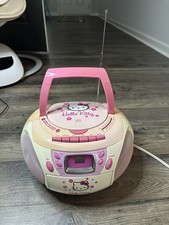 Hello Kitty Portable Pink/White AM/FM Boombox CD Player and Cassette Tested