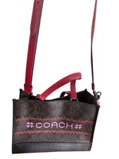 COACH Shoulder Bag Brown Red 27 cm