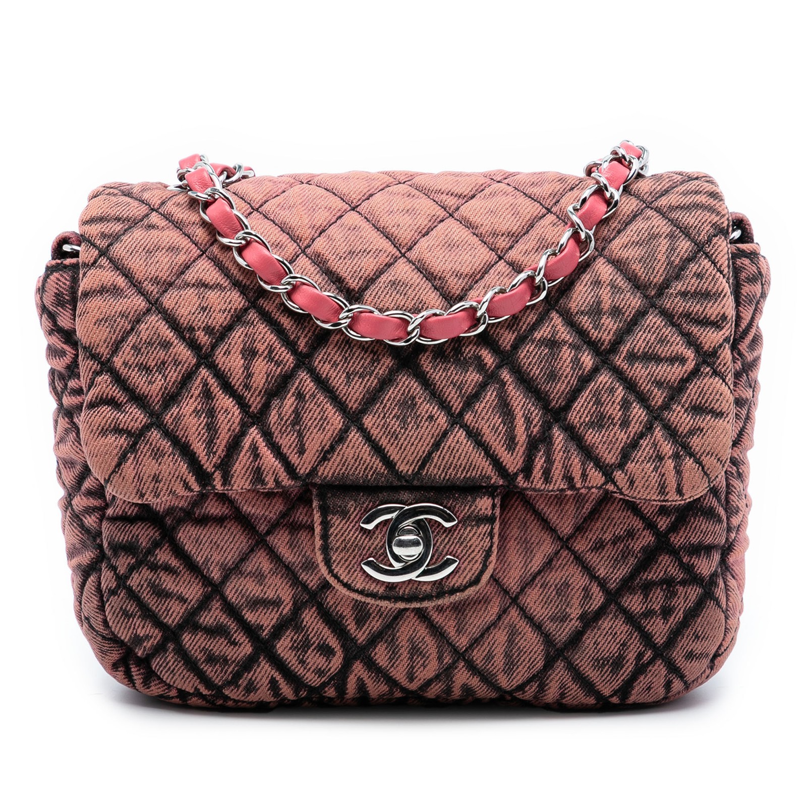 Authenticated Chanel Small Square CC Quilted Deni… - image 1