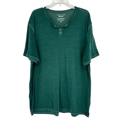 Lucky Brand Shirt Mens 2XL XXL Green Venice Burnout Henley Short Sleeve T-Shirt