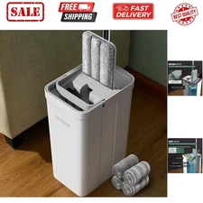 Mop and Bucket Set with Wringer, Flat Mops for Floor Cleaning, Wall Mop Clean...