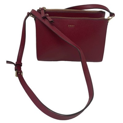 DKNY Bryant Park -Vegan Leather Top Zip Red Crossbody Handbag Bag