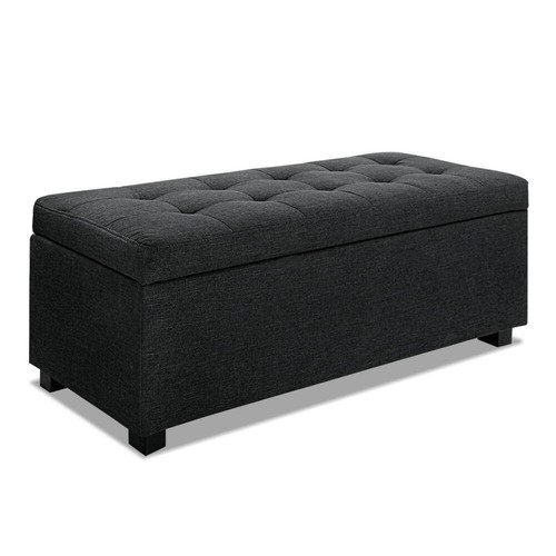 Ottoman Box Large Blanket Storage Linen Fabric Foot Stool Toy Chest Seat Bench - Picture 9 of 50
