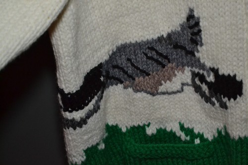 Men's L-XL Cowichan Mary Maxim Handmade Goose Hunt Sweater Cobra Chiken - Picture 5 of 10