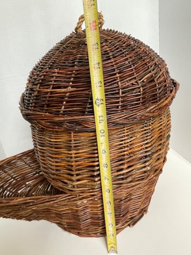 Vtg Wicker Twig Basket Vegetable Storage Hopper w/Lid Potatoes Onions Large EUC - Picture 8 of 11