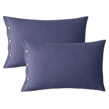 Pillowcases Cotton 2 Pack Pillow Cases with Button Standard 20" 26" Blue