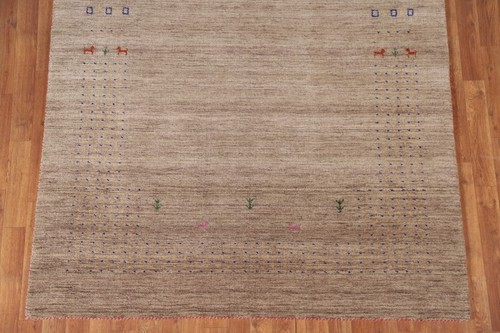 Brown Gabbeh Oriental Area Rug 5x8 Hand-knotted Wool Room Size Carpet - Picture 5 of 12