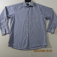 Arrow Shirt Mens 15.5-34/35 White Blue Button Up Long Sleeve Pocket Casual Men