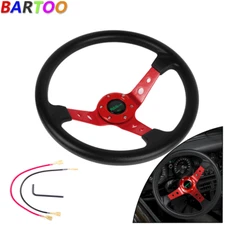 14" 350mm 6 Bolt Racing Car Steering Wheel w/Horn Button Deep Dish 95mm