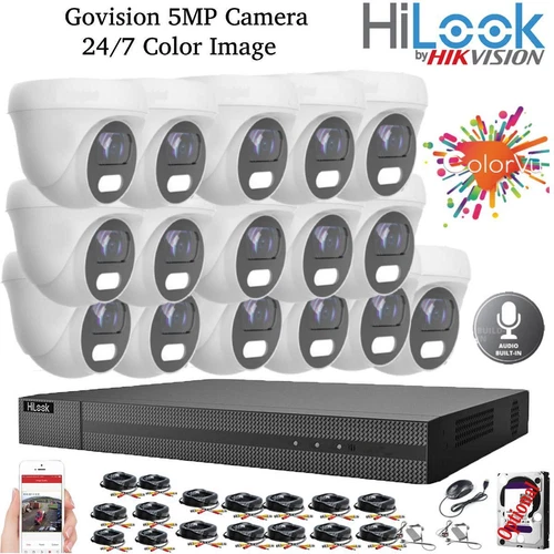 HIKVISION 5MP COLORVU AUDIO MIC CCTV SECURITY OUTDOOR INDOOR CAMERA SYSTEM KIT - Picture 1 of 43