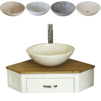 Badezimmer Waschtisch lackiert Eckwaschtisch & Marmor Steinbecken 501PW