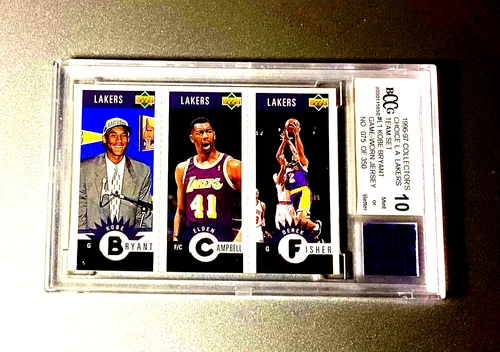 Kobe Bryant Rookie Gold 1996 Upper Deck BGS BCCG 10 Game Used Jersey Beckett RC