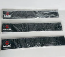 3 NEW Bacardi Rum Black Rubber Bar Rail Spill Mat — 24" X 3-1/2" — Drip Catcher