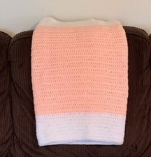 Handmade Peach Crochet Baby Blanket - New