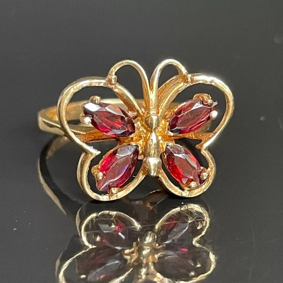 Garnet butterfly ring deals