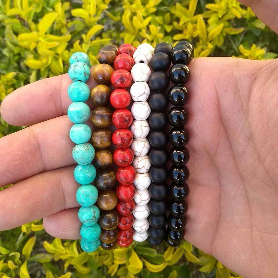 6/8/10mm Stone Bracelet Yoga Healing Round Bead Elastic Stretch Beads  Bracelet