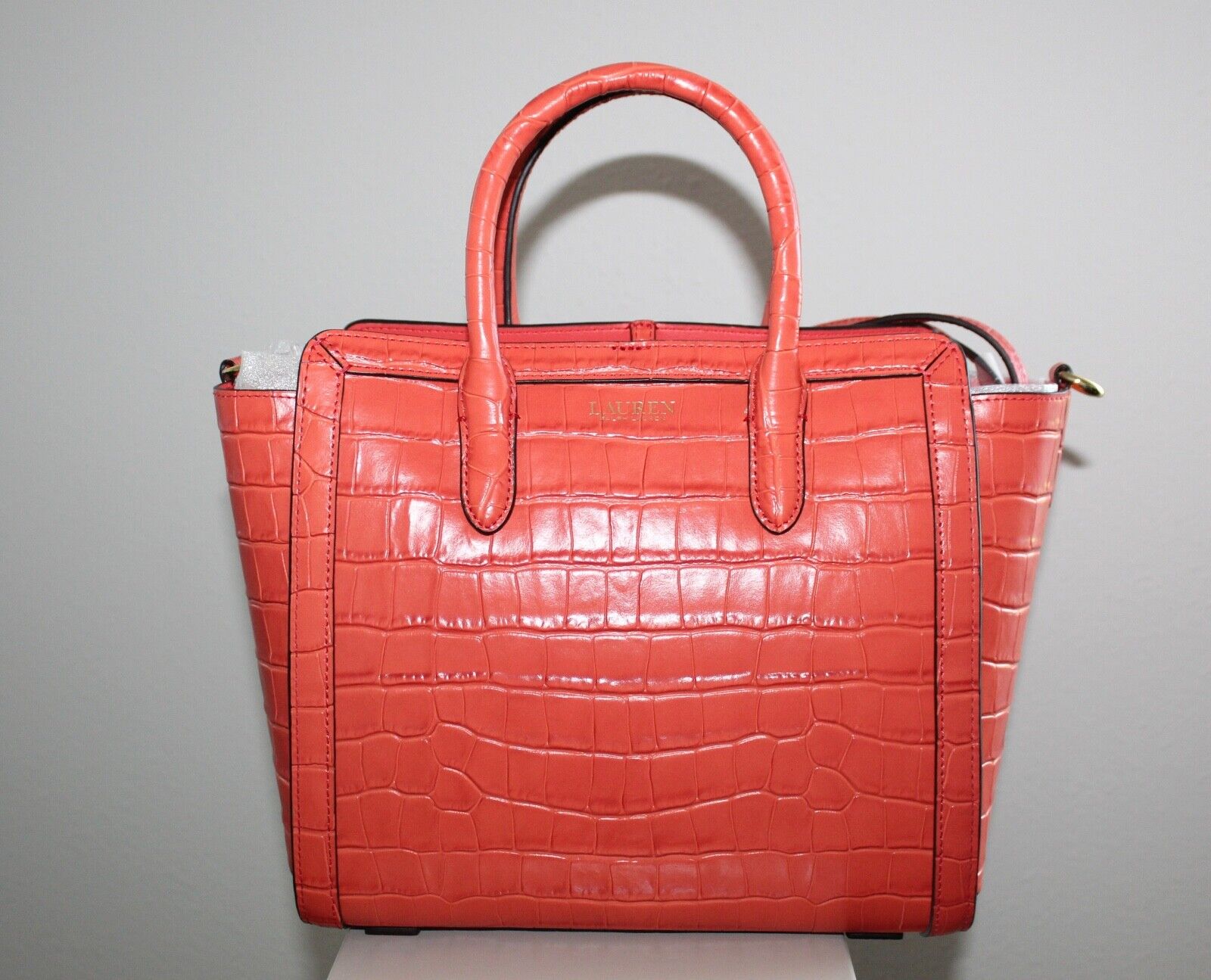 Lauren Ralph Lauren Tyler Embossed Leather Medium Tote Bag Orange $295  883820132720 | eBay