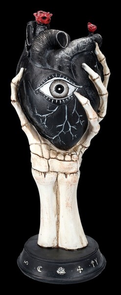 Fantasy Gothic Dekoration - Skeletthand HäLt Schwarzes Herz 33,5Cm-image