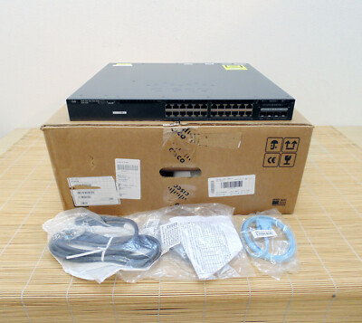 Cisco WS-C3650-24PD-L 24 10/100/1000 Ethernet PoE+ Lan Base set used in box