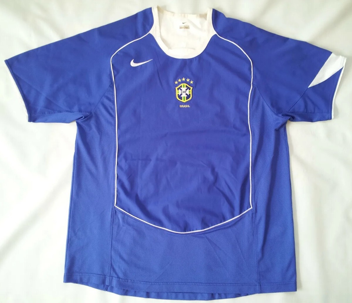 VINTAGE NIKE BRASIL NATIONAL TEAM BLUE SOCCER GAME JERSEY IN SIZE