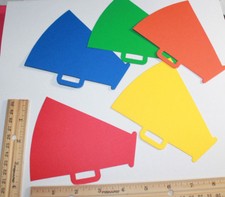10 LRG  . CHEER MEGAPHONES   CHEERLEADER cardstock paper die cutS