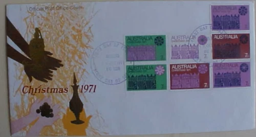 AUSTRALIA FDC 1971 CHRISTMAS BLOCK OF 7 GEELONG