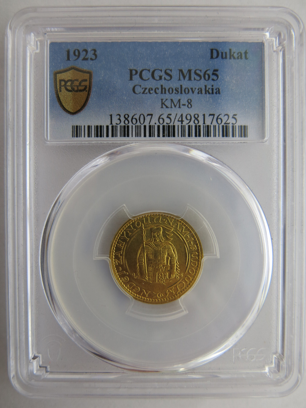 1923 gold Czech Czechoslovakia Dukat Ducat PCGS MS65 - Ultra Rare grade coin