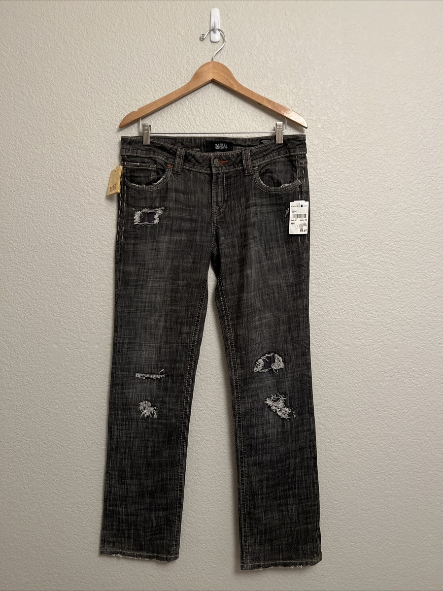 NEW MEK Denim Jeans Amsterdam Straight Gray Distressed Pants Thick