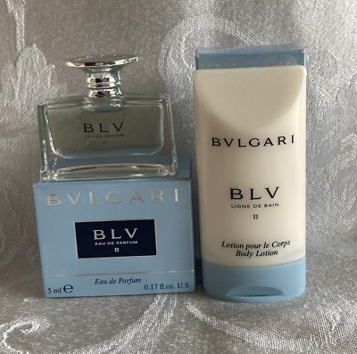 BVLGARI  BLV  II .17 oz. EDP miniature Splash & 1 oz. Body Lotion For Women RARE