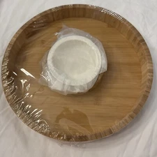 New Chip And Dip Set Bamboo Wood Eco Friendly Tray Sauce Bowl
