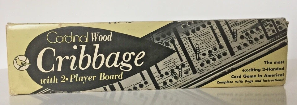 Vintage Cardinal Wood Cribbage 2 Player Board with 6 Pegs and Box  Awesome Board - Image 2 of 4