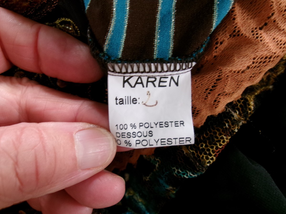Pull Gilet Zip Mesh Marron Dentelle Avec Paillettes & Perles JUMFIL T.2 40/42 - Made In France