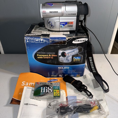 Samsung SCL810 Hi8 Handheld Camcorder Video Camera Bundle Box, Works