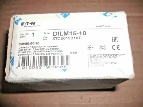 EATON MOELLER XTCE015B10T DILM1510 24VAC COIL 7.5 Kw 400V CONTACTOR