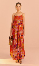 NWT Farm Rio Beige Jungle Panther Lenzing™ Ecovero™ Viscose Maxi Dress, Size L