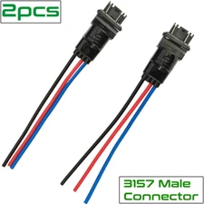 2x 3157 3457 Male Connector Wire Harness DRL Backup Brake Turn Signal Light Plug