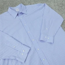 Brooks Brothers Dress Shirt Mens 17.5 2/3 Regent Fit Button Up Non Iron Striped
