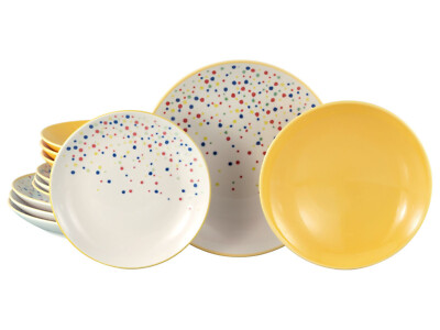 CreaTable - Joy - Tellerset 12-tlg (Gelb-bunt)