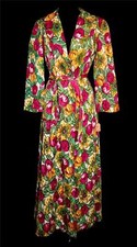 COLLECTABLE VERY RARE 1940'S WWII ERA DEADSTOCK QUILTED FLORAL ROBE SZ 8-10