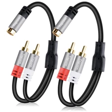 RCA Y-Adapter Splitter Cable 2Pack,1 RCA Female to 2 RCA Male Stereo Audio Video
