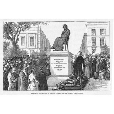 LONDON Enthüllung Statue von Thomas Carlisle am Chelsea-Ufer alter Druck 1882