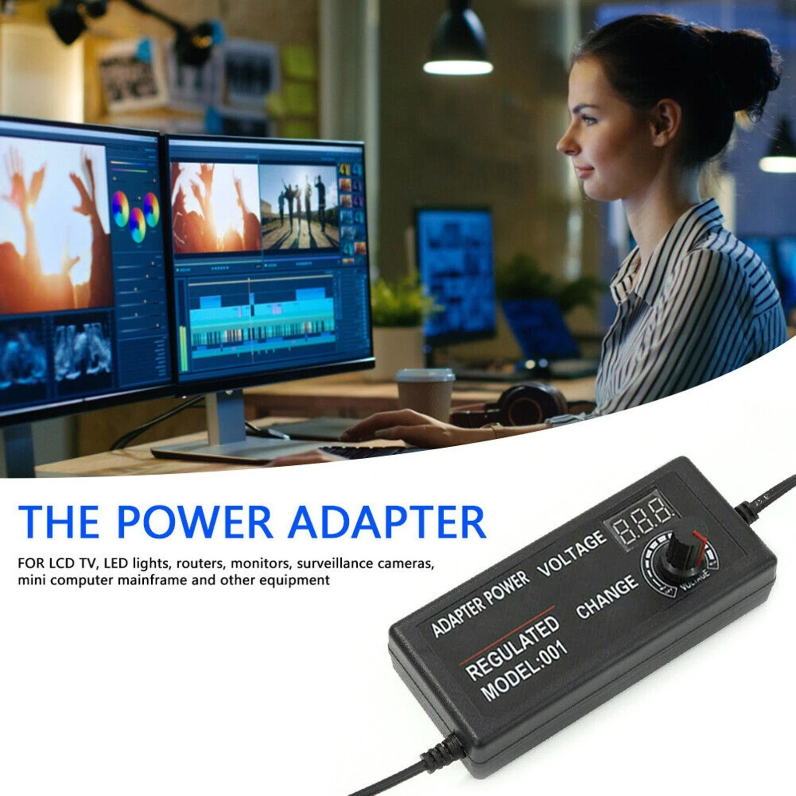 60W Power Supply Adjustable Variable Voltage DC 3V~24V Universal  AC/DC Adapter