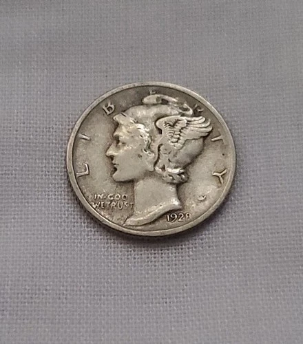 Tough-Date Extremely Fine 1928-D MERCURY DIME w/ NICE EYE APPEAL