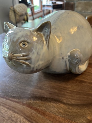 Keramik Keramik Unglückliche Katze Skulptur