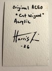 Original Acrylic Cat ACEO - Cat Wizard - Whimsical Miniature Art Series OOAK — photo 3