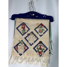 Handmade Cross Stitch Snowman Banner 1997 Chr...